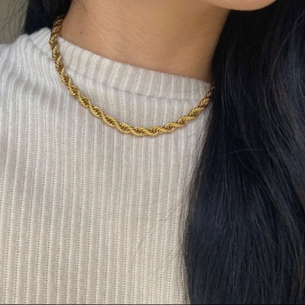 NEW 18K GOLD TWISTED CUBAN CHAIN NECKLACE - Picture 6 of 8